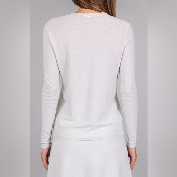 TSE Cashmere Lurex V-Neck Top in Platinum - Picture 3 of 11
